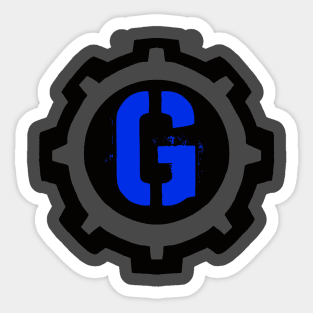 Red Letter C in a Black Industrial Cog Sticker